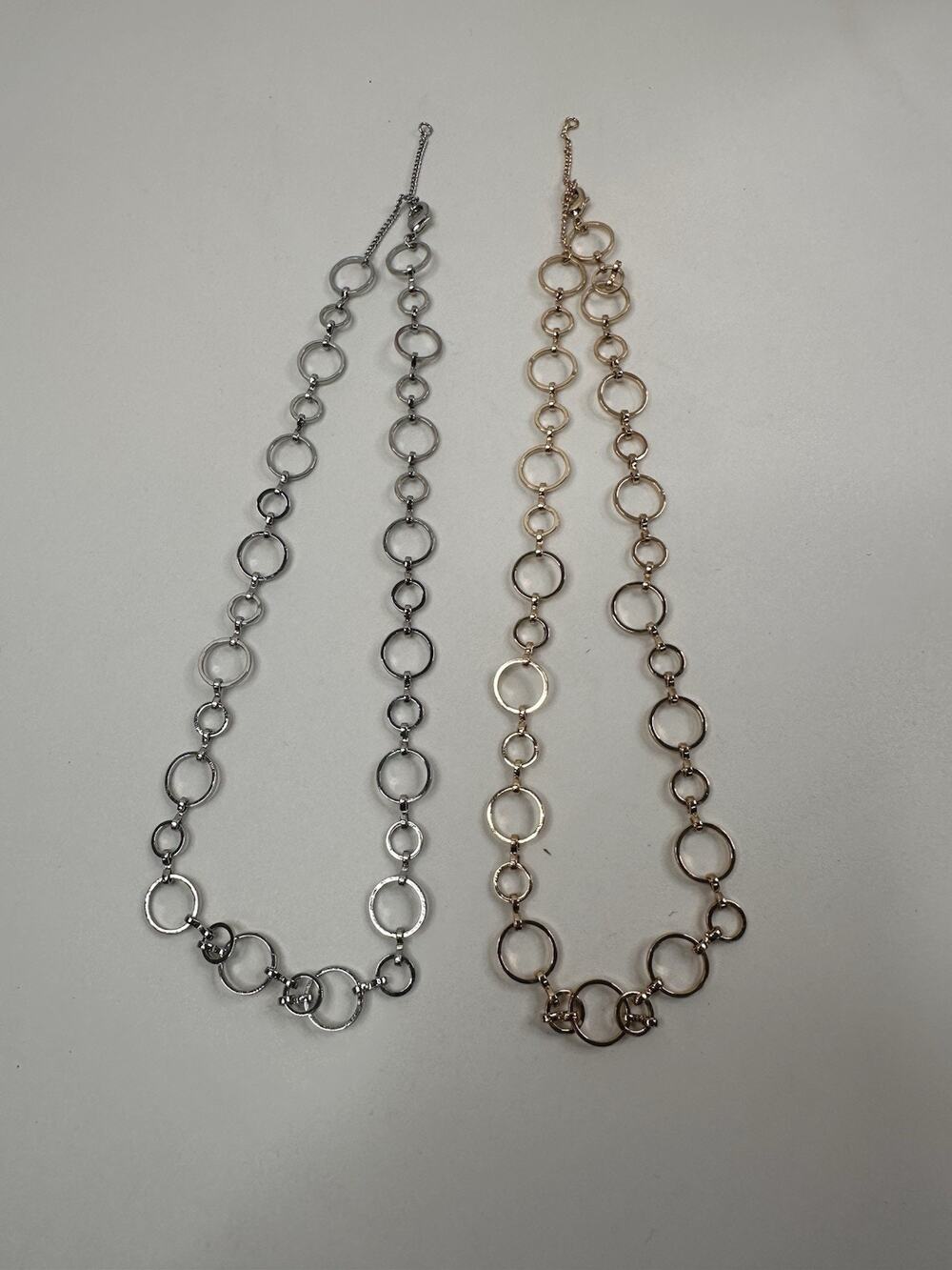 Round Link Chain Necklace Gold Silver Tone Edgy Y2K Costume Jewelry